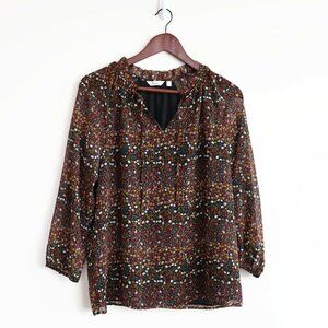 Reitmans - Ruffled V-Neck Floral-Print Blouse - Size M